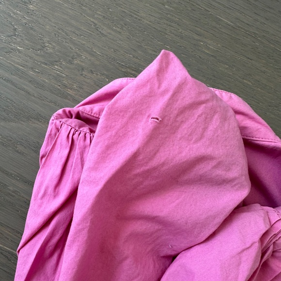 ARIAS Pink Poplin Gathered Shoulder Midi Puff Sleeve Dress - Size 0 - Picture 10 of 11